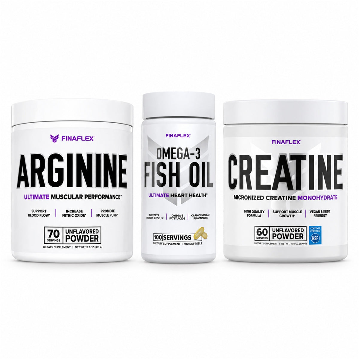 COMBO FINAFLEX – ARGININE + OMEGA 3 + CREATINA.